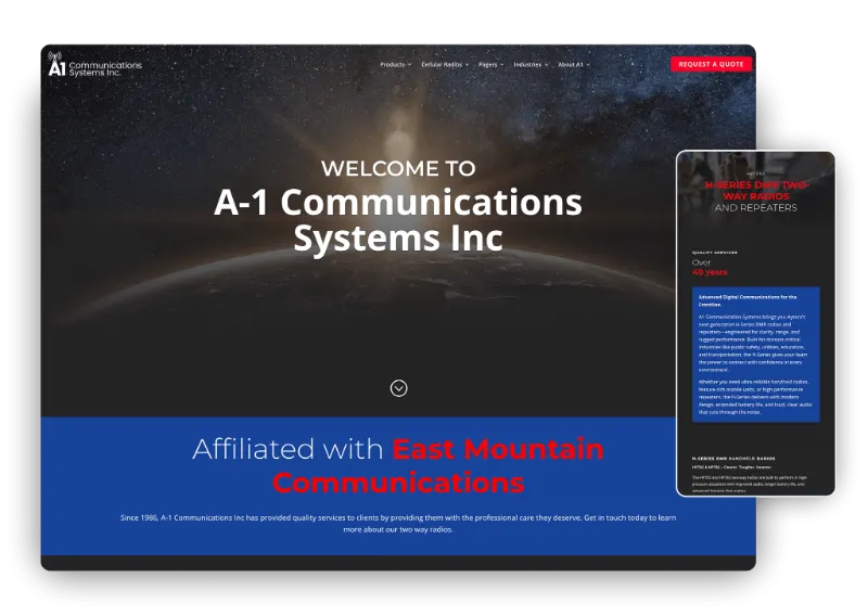 Communications company website by Studio490 on desktop and phone
